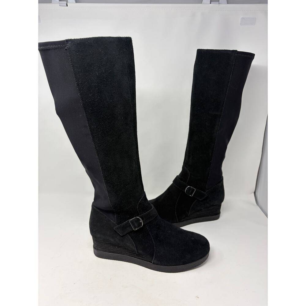 Dansko women's Shelia tall wedge boots EU 39 black suede $210 knee high - Picture 4 of 11